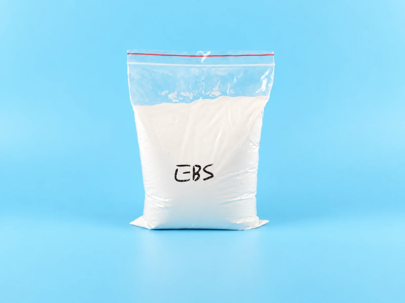 EBS white powder in a sealed sample bag